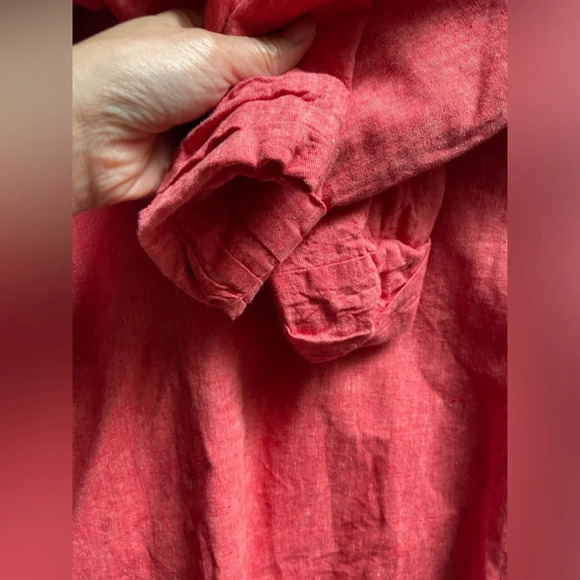 Mario Serrani Linen Cotton ruched 3/4 sleeve one button blazer Sz M 20” PTP - Picture 3 of 9